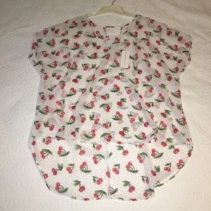 Plus size Semi sheer cherry hi-lo top